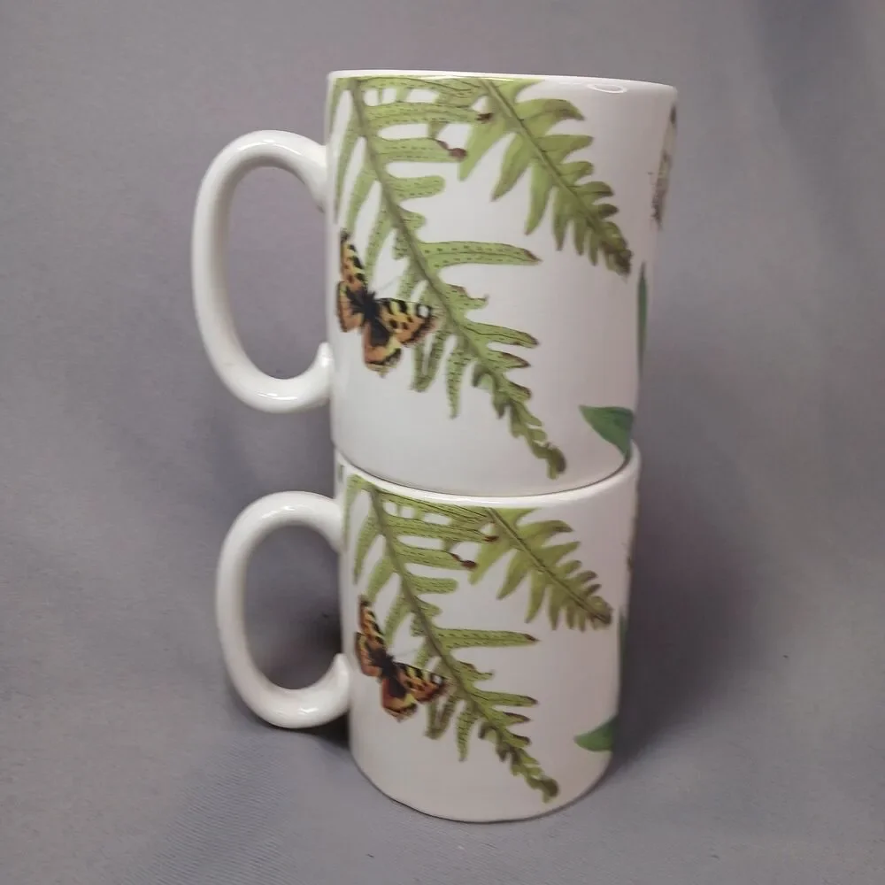 2 Spode Floral Haven Coffee Mugs Tea Cups Orange Lily Imperialware Vintage 2004